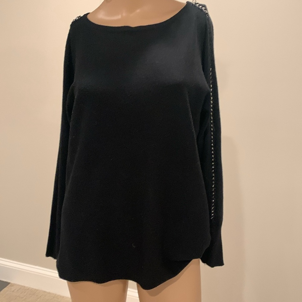 New and never worn black sweater with chain detail